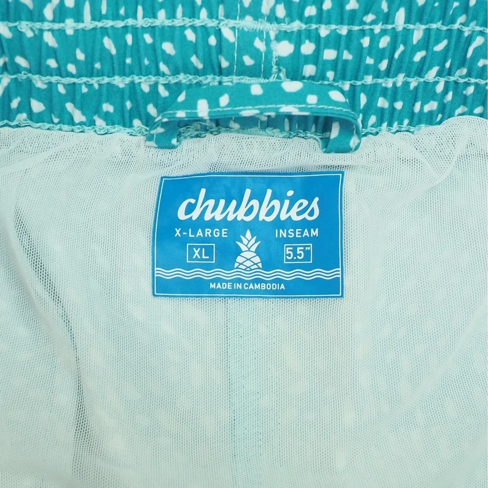 Chubbies Swim Trunks Shorts Mens XL Blue AOP Print Stretch Swimsuit Surf Beach